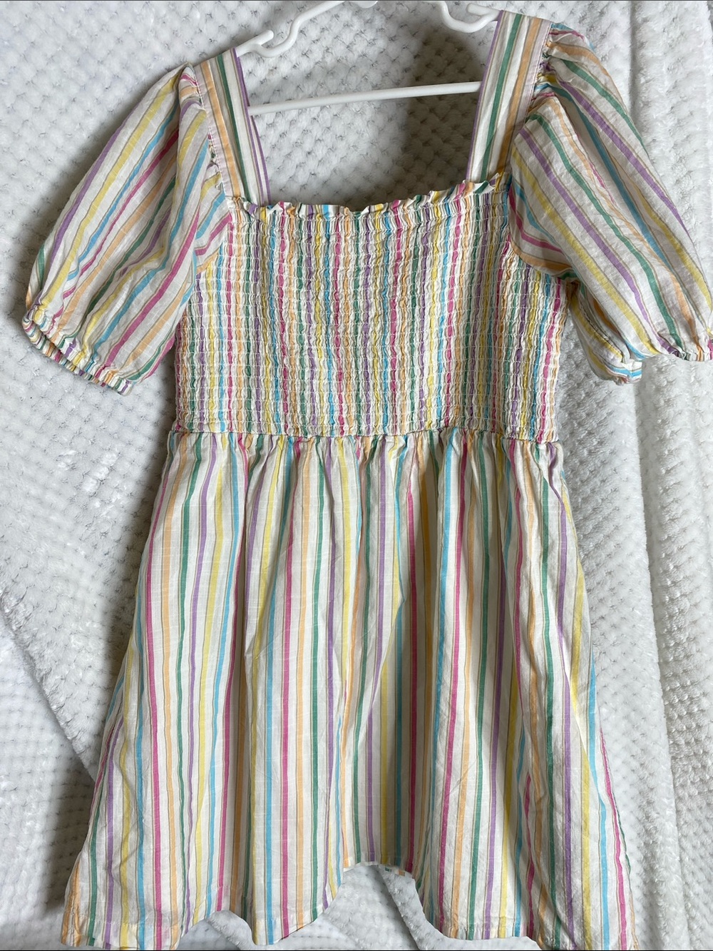 GAP Kids Colorful Stripe Smocked Square-Neck Dress
